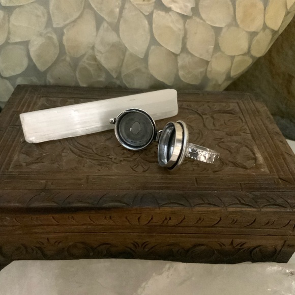 Silver Moonstone Poison Ring - Picture 8 of 11